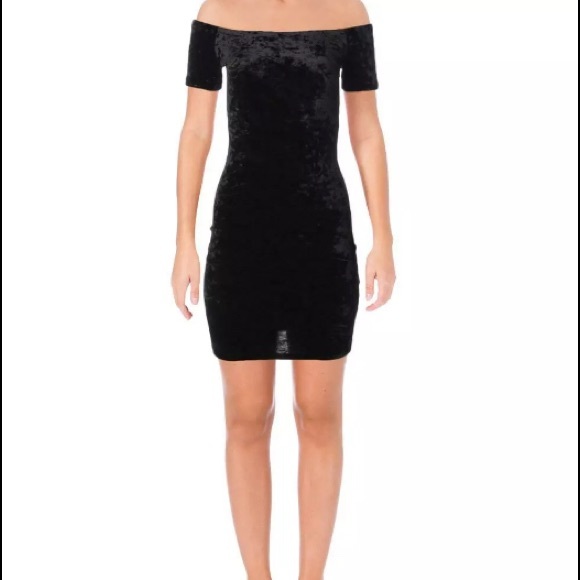 Aqua Black Velvet Off Shoulder Cocktail Dress ๐ - Picture 1 of 5